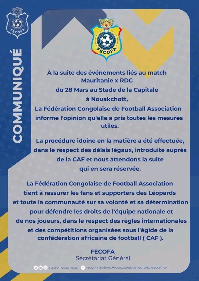 Recours FECOFA RDC v Mauritanie
