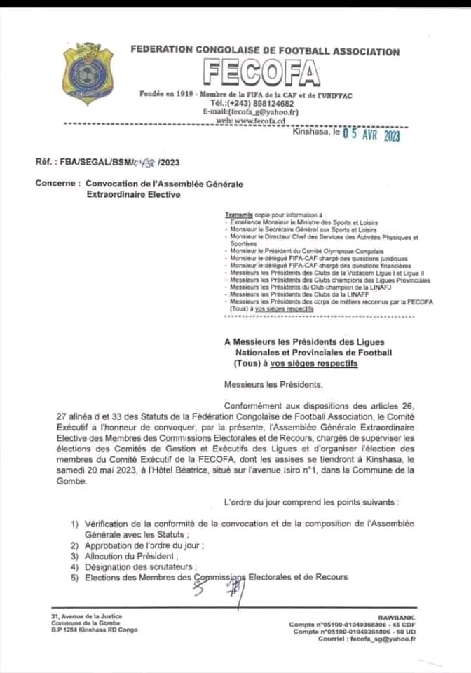 Correspondance fecofa