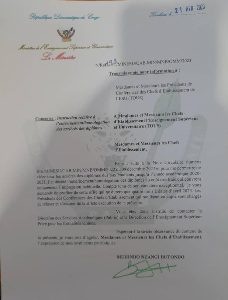 La correspondance du ministre 