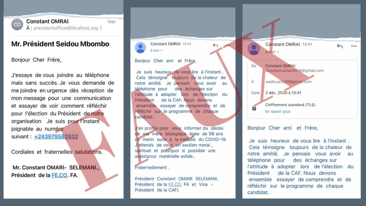 un faux mail en circulation attribué à Constant Omari