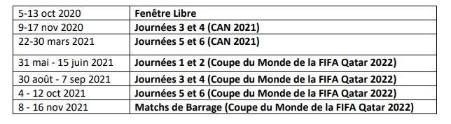 Calendrier CAF
