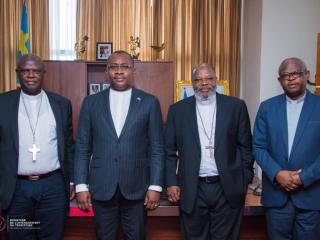 Guy Loando Mboyo, Mgr Donatien N’shole, Mgr Ernest Ngbobe, et Mgr Toussaint Iluku.