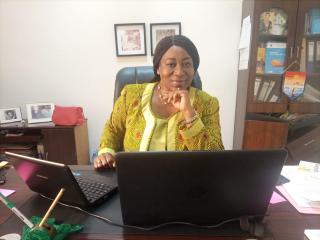 Chantal Kanyimbo, rapporteure au Conseil supérieur de l'audiovisuel et de la communication (CSAC). Photo Michée Lutete 