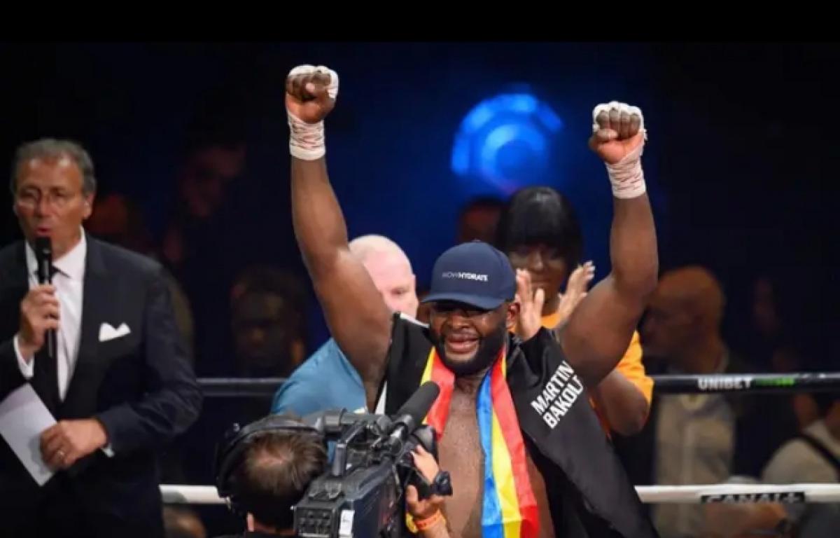 Martin Bakole lors de sa victoire face à Tony Yoka à Accor Arena de Paris