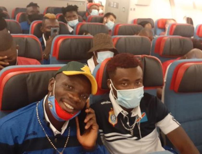 Les Léopards dans l’avion pour la Tunisie.