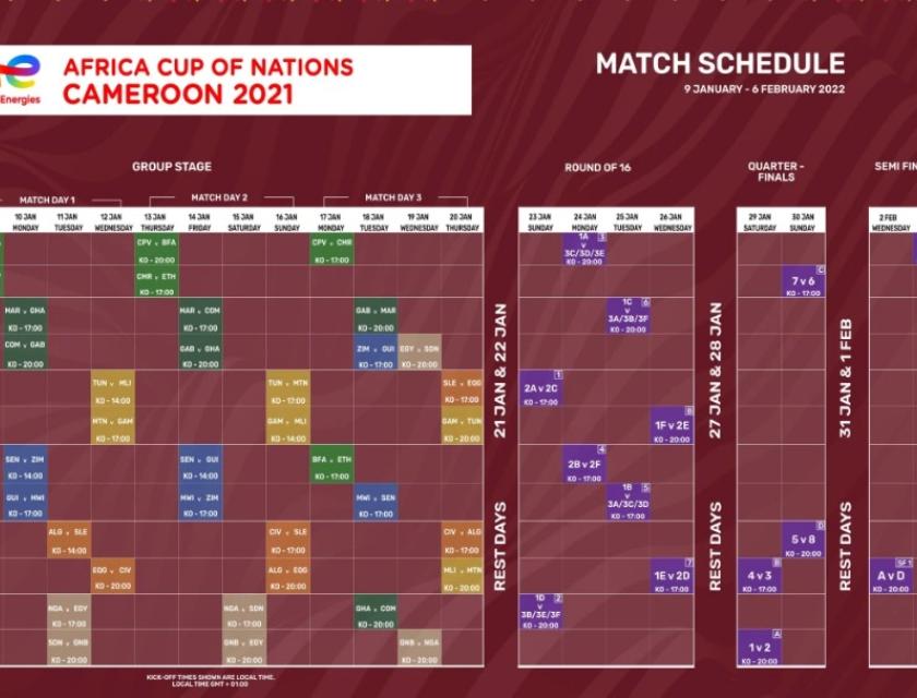 Calendrier officiel de la CAN 2022
