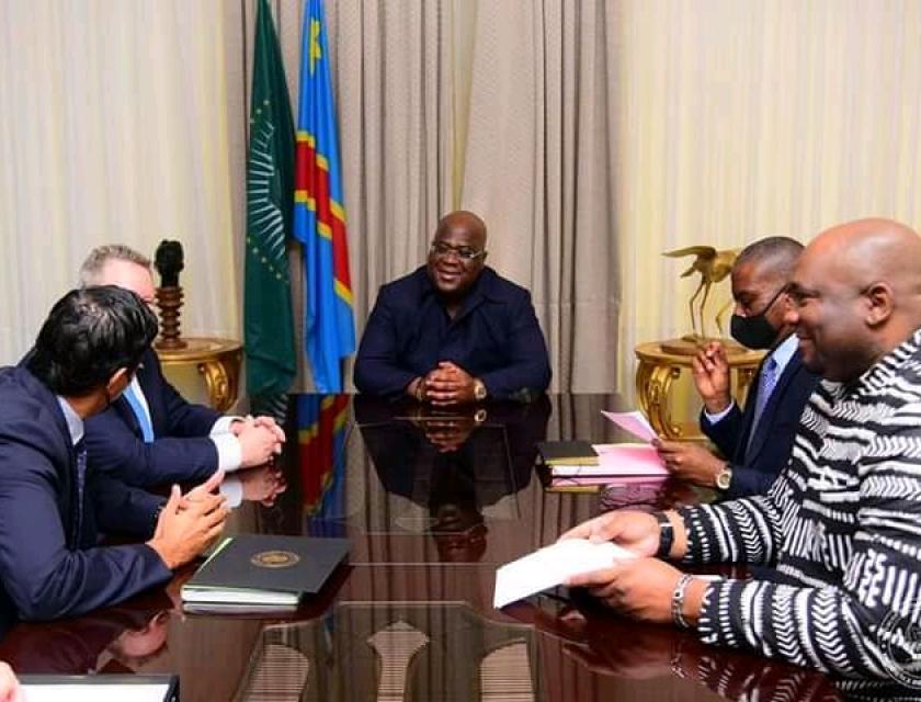 Félix Tshisekedi Président de la RDC avec la délégation américaine à Kinshasa