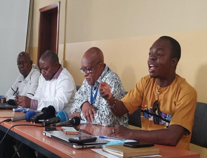Les membres de l'ODEP en conférence de presse à Kinshasa.