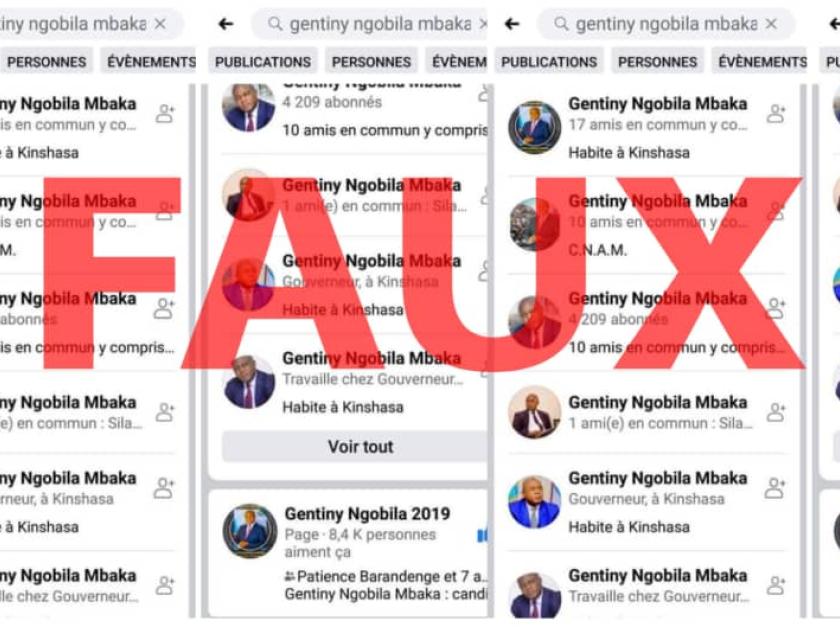 Fausse page Facebook au nom de Gentiny Ngobila
