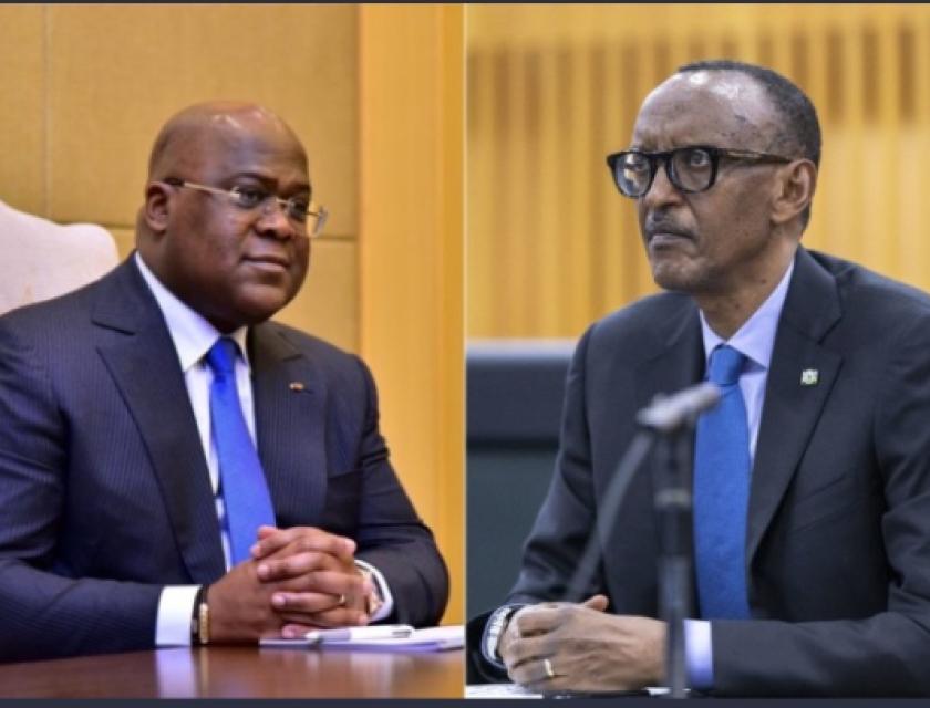 Le Président congolais Félix Tshisekedi et son homologue rwandais Paul Kagame