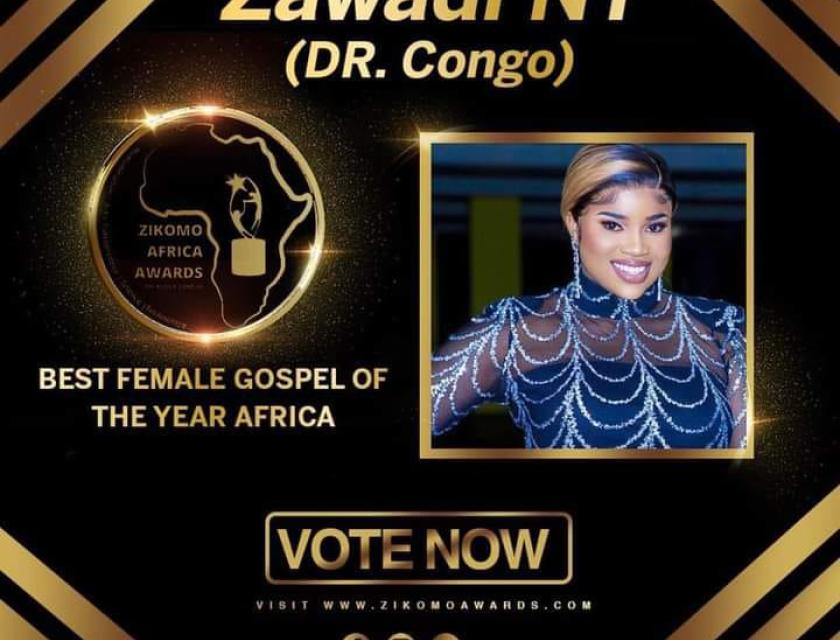 L'affiche de Zimoko Africa Awards 2022, présentant la chanteuse gospel Zawadi Nt.. 