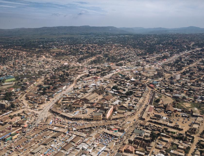 Vue aérienne de la ville de Bunia, capitale provinciale de l'Ituri en RDC. AFP/Photo Alexis Huguet