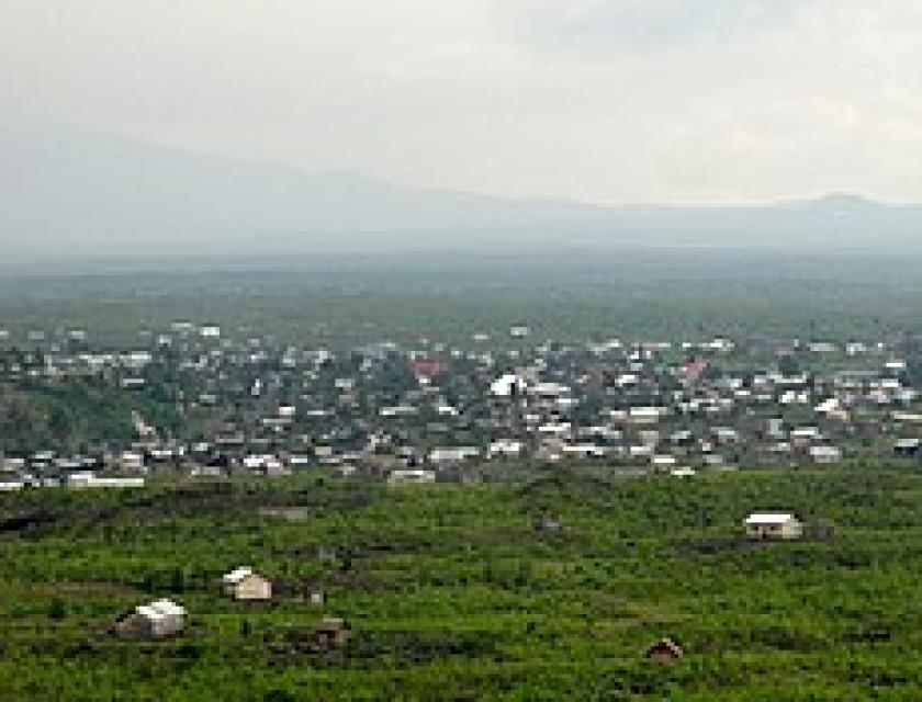 Vue de la cité de Sake dans le Nord-Kivu 