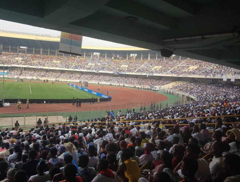 Rencontre entre le pape François avec les jeunes et les catéchistes,  jeudi 2 février 2023 au Stade des Martyrs. 