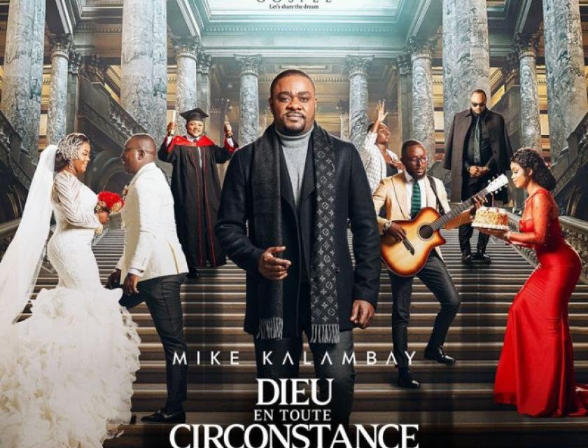 L'affiche de la sortie officielle de l'album "Dieu en toute circonstance" de Mike Kalambay 