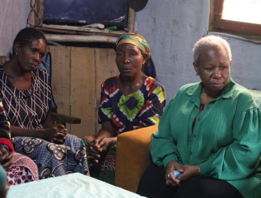La représente de la mission onusienne en RDC, Bintou Keita avec quelques déplacés de la crise du M23 au Nord-Kivu.