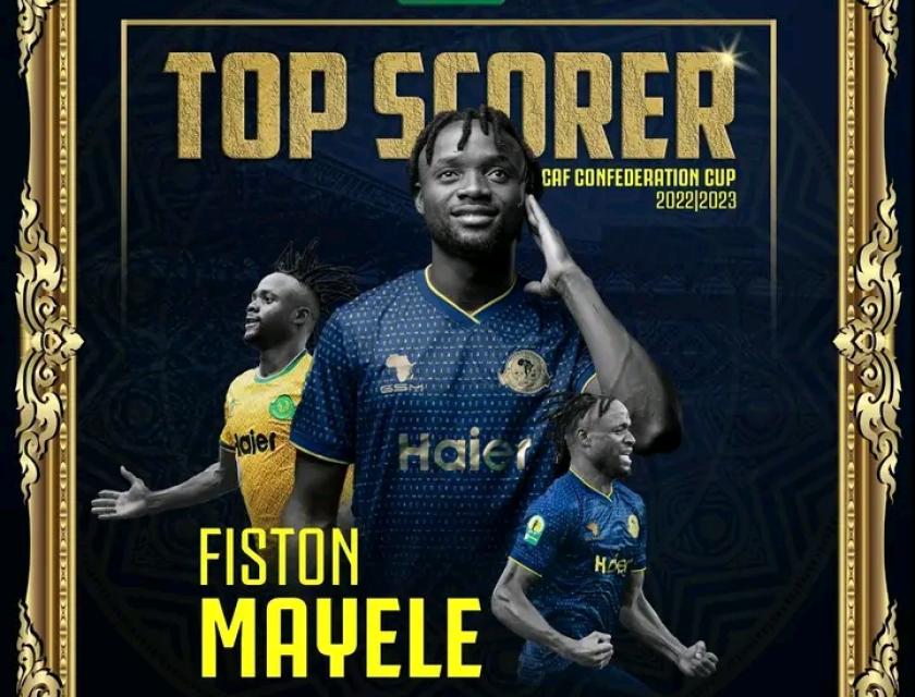 Affiche fait à l'honneur de Fiston Mayele meilleur buteur de la Coupe de la CAF 2022-2023. 