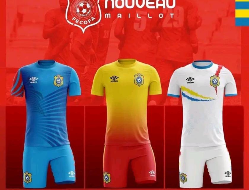 Désign des 3 types des maillots « Umbro » de la RDC 