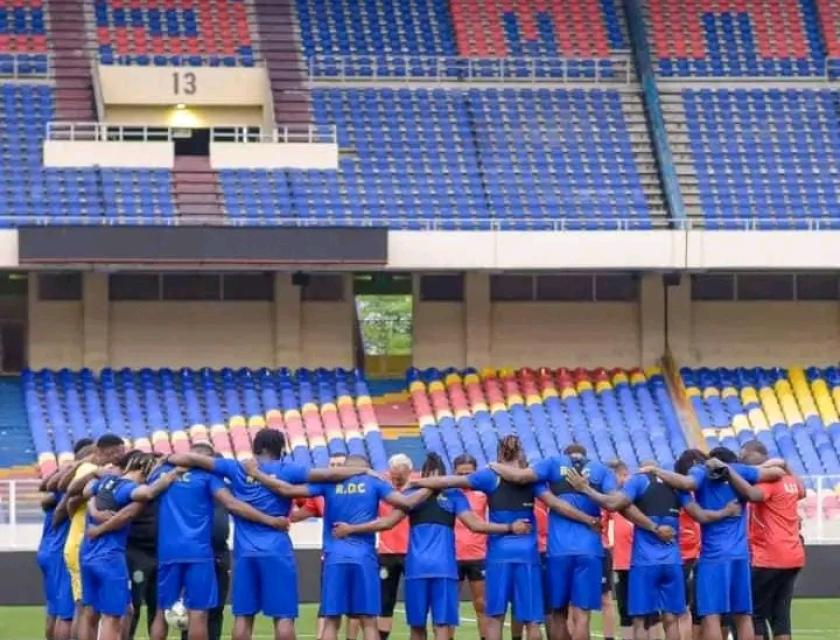 Séance d'entraînement des joueurs sélectionnés au stade des Martyrs, à Kinshasa. 