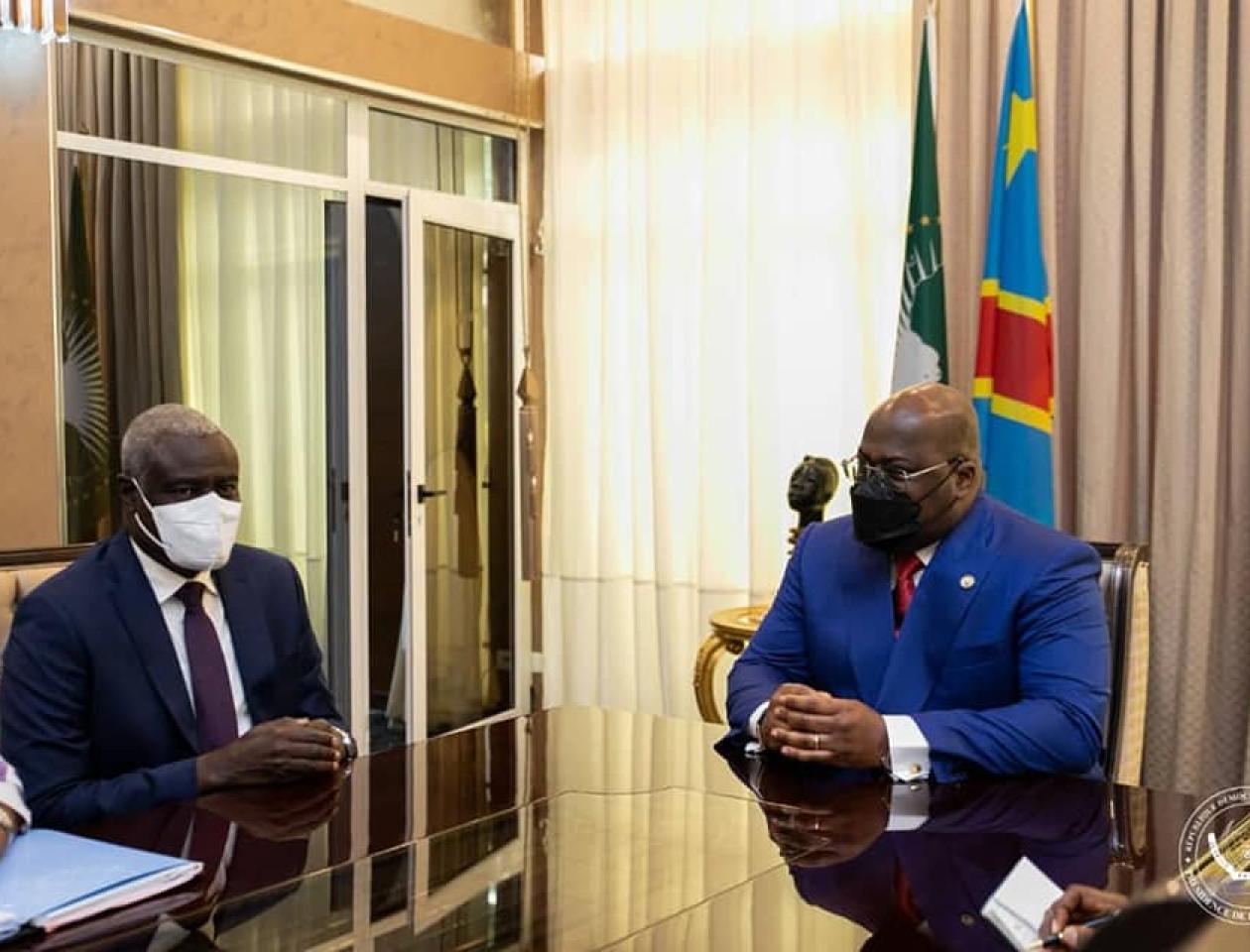  Félix Tshisekedi avec Moussa Faki à Kinshasa