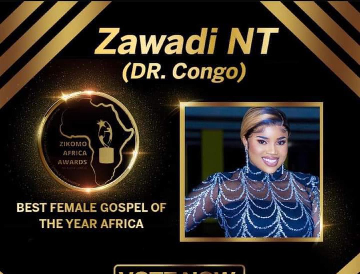 L'affiche de Zimoko Africa Awards 2022, présentant la chanteuse gospel Zawadi Nt.. 