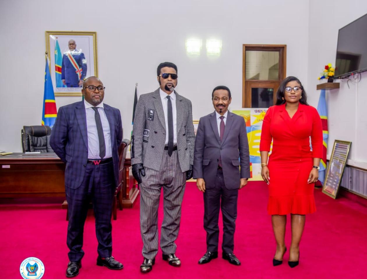 Une délégation composée de Félix Wazekwa, Barbara Kanam et le fils de Verckys reçu en audience le lundi 7 novembre par le président de l'Assemblée nationale, Christophe Mboso