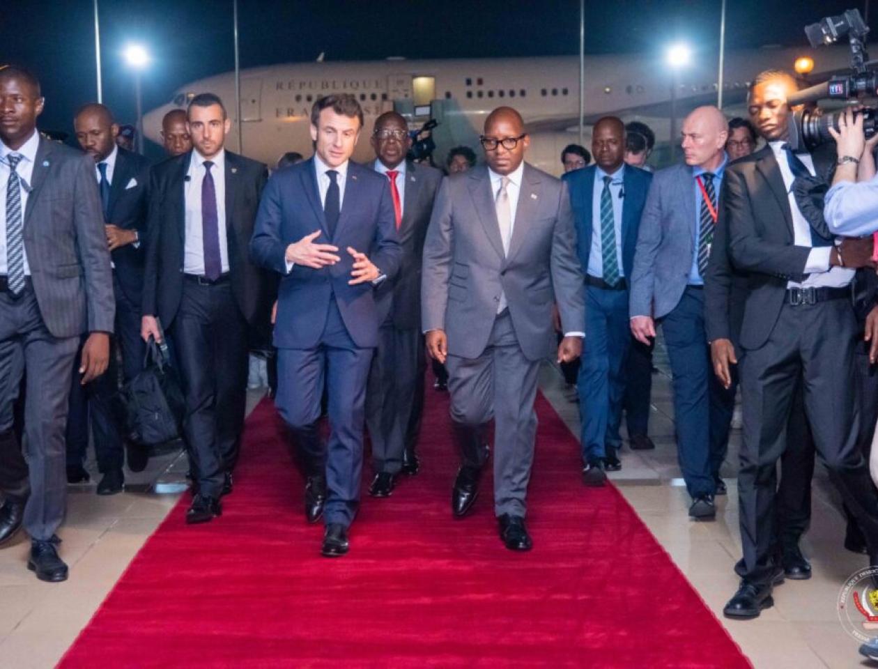 Arrivé d'Emmanuel Macron à kinshasa