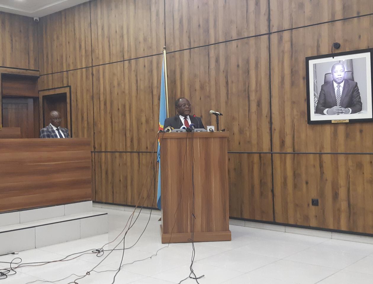 Deuxième vice-président de la CENI, Didier Manara lors de son mot à l'occasion de l'ouverture des journées port ouverte de la CENI, le mardi 25 avril. Photo prise par Aubin Abedi.  