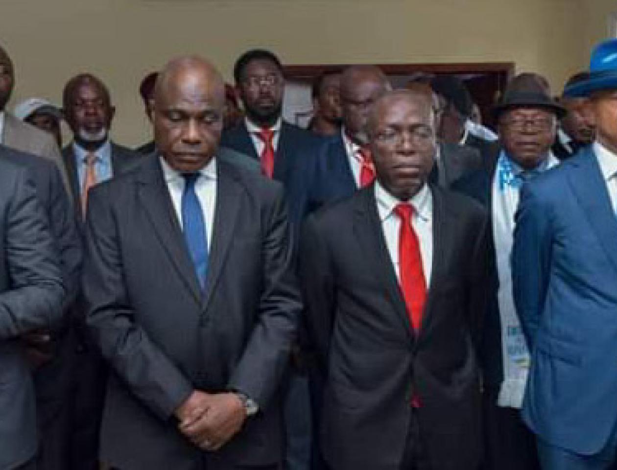 Les 4 leaders de l'opposition congolaise en plaine déclaration. 