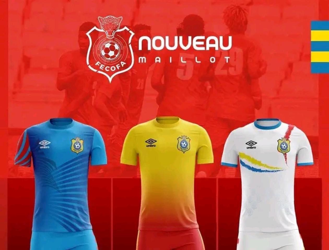 Désign des 3 types des maillots « Umbro » de la RDC 