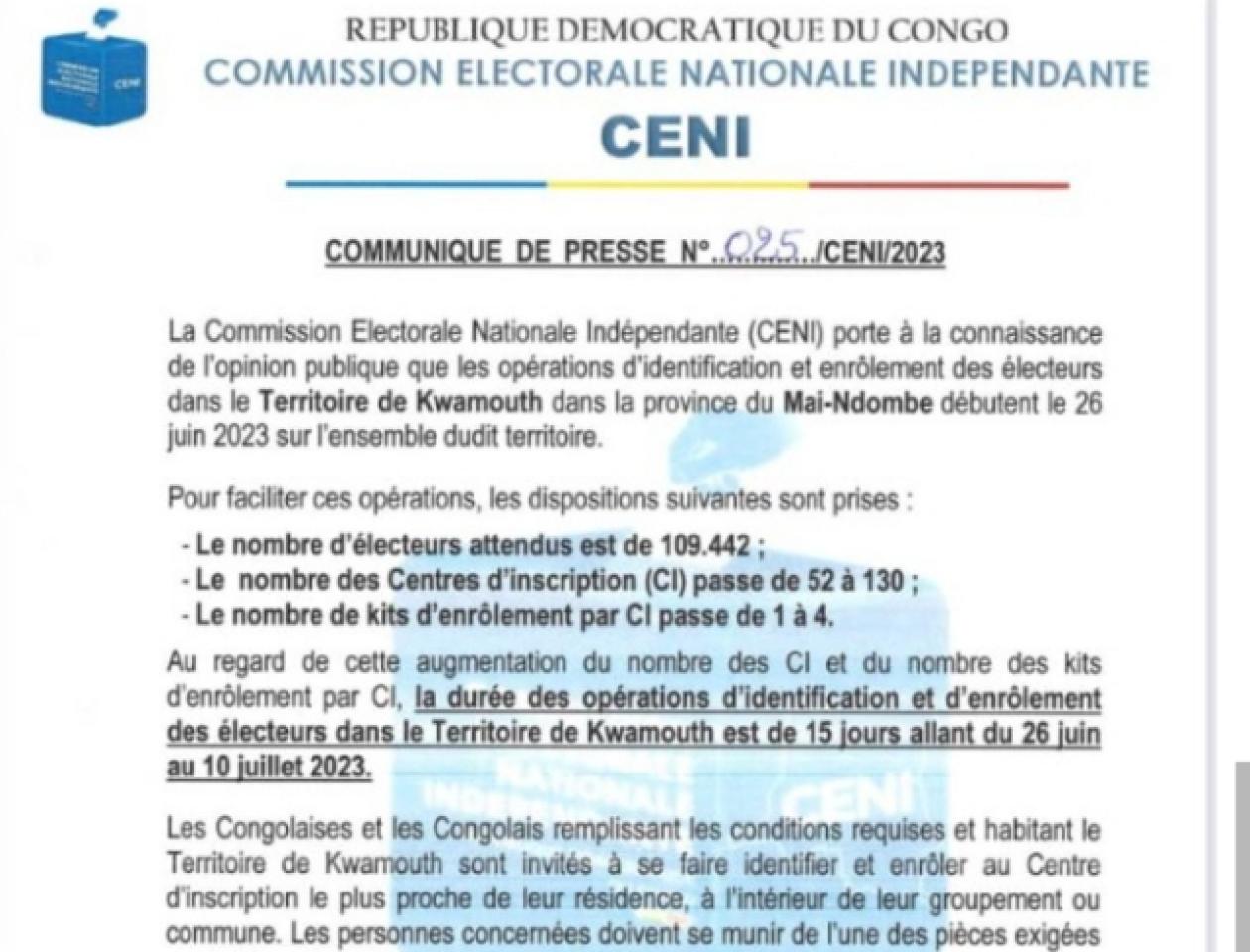 Enrôlement à kwamouth 