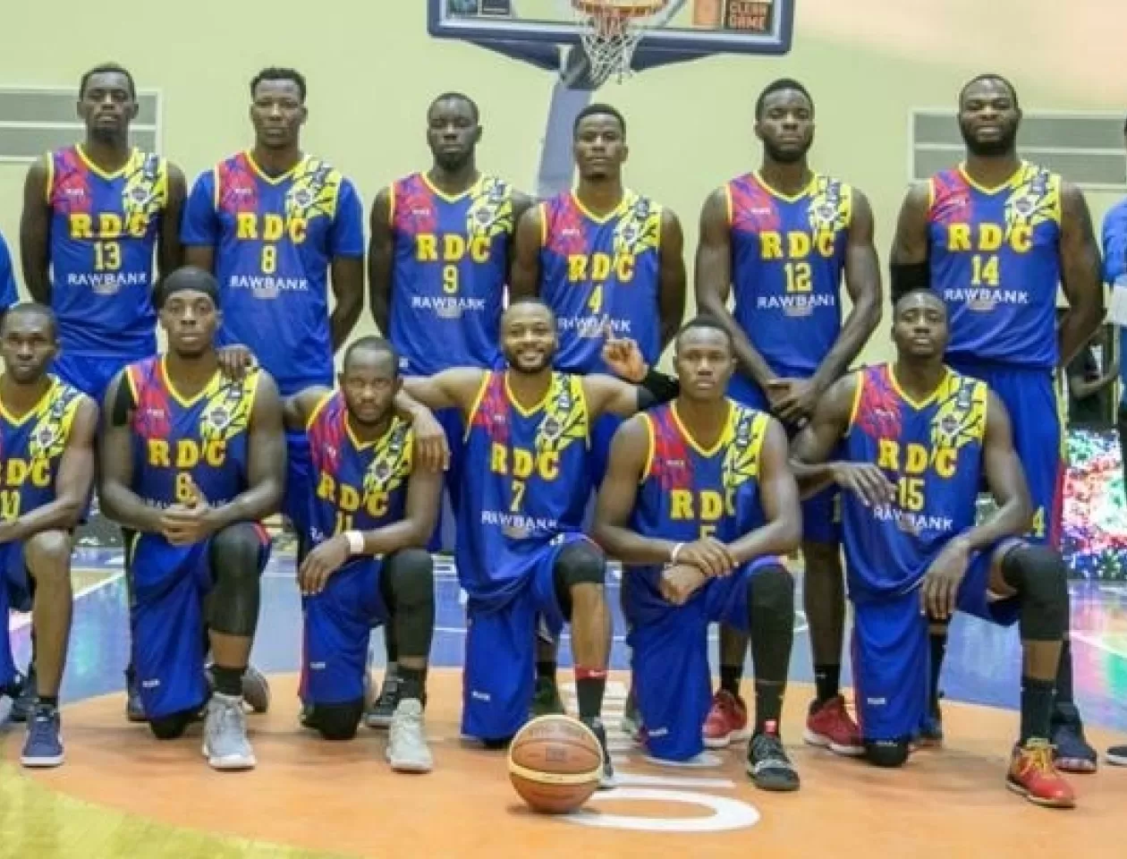 Les joueurs de la RDC avant le début de la finale de l'AfroCAN 2019 face au Kenya, le 27 juillet 2019.