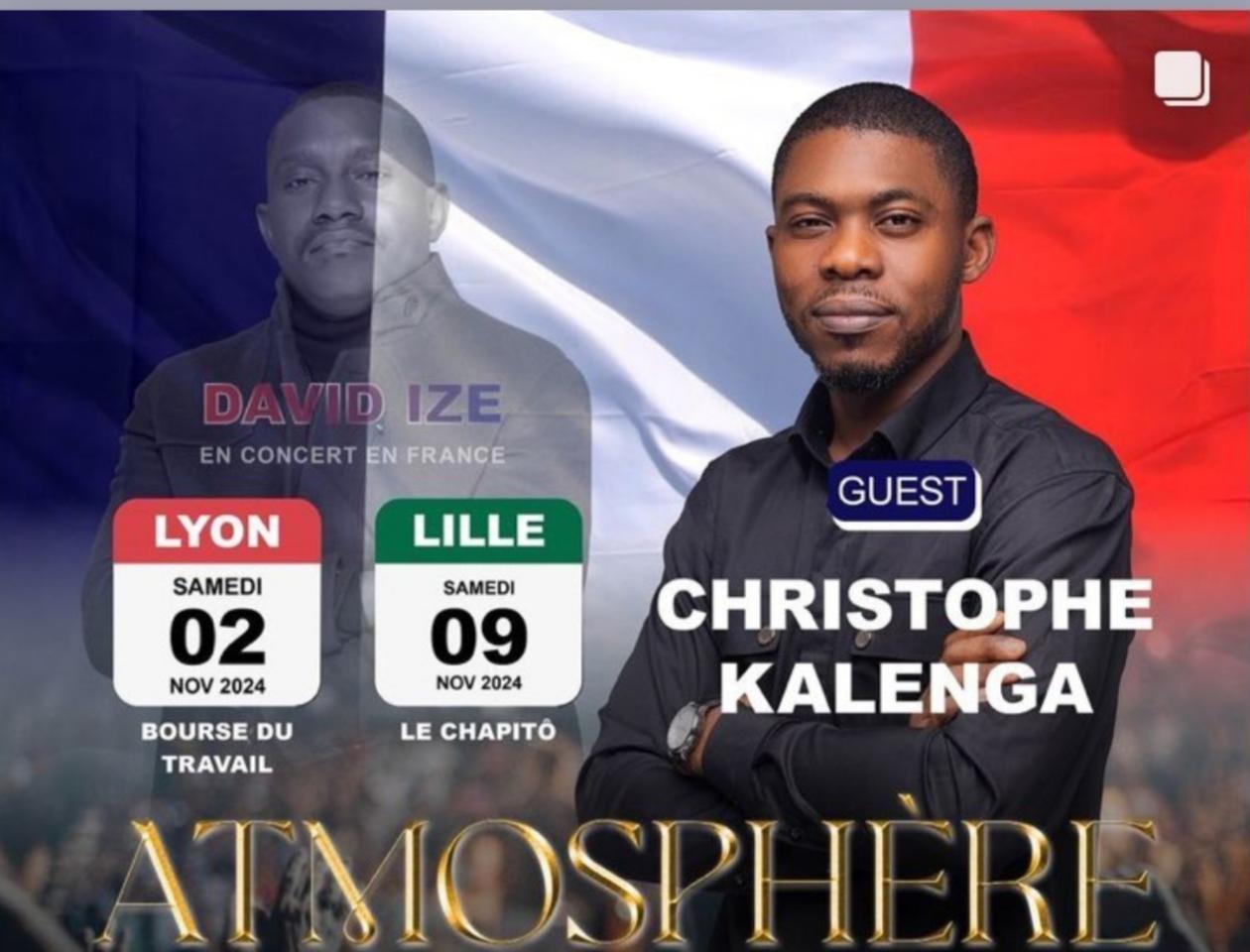 Affiche des concerts de David Ize avec le guest spécial Christophe Kalenga 1er 