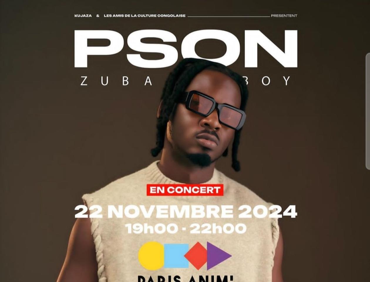 Annonce du concert de Pson au centre Paris Anim de la ville de Paris en France 